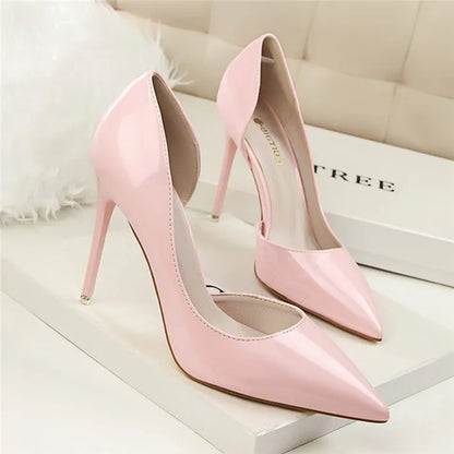 BIGTREE Shoes New Patent Leather Woman Pumps Pointed Stiletto Fashion