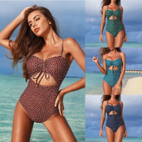 Sexy Printed Camisole One-piece Swimwear Female Bathing Suits Bodysuit