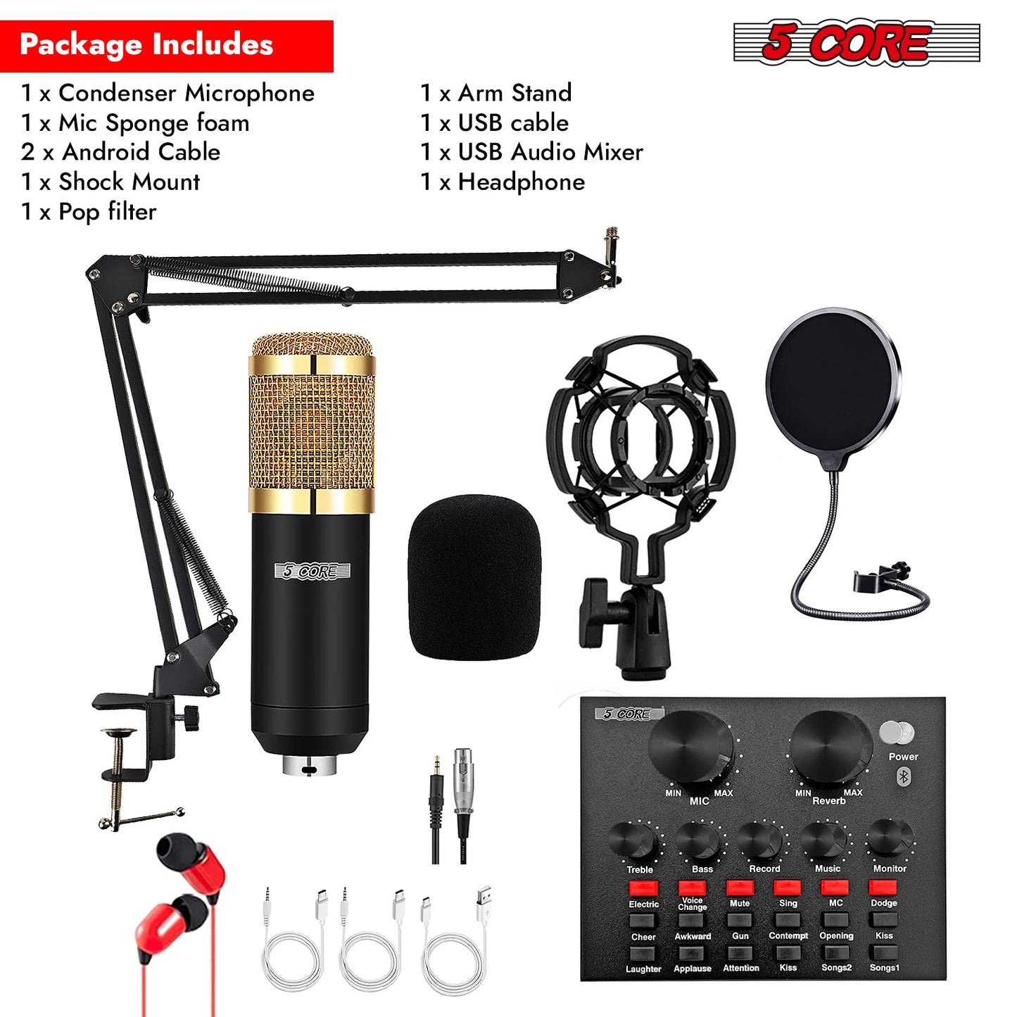 xyz5Core Recording Microphone Podcast Bundle Professional Condenser
