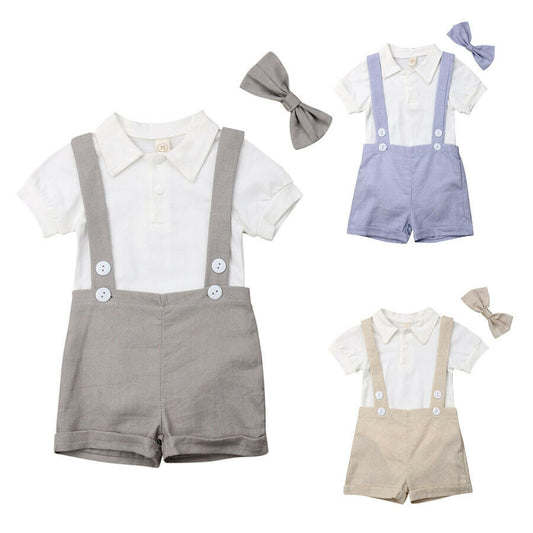 Infant Baby Boy Party Gentleman Clothes 3PCS Bow