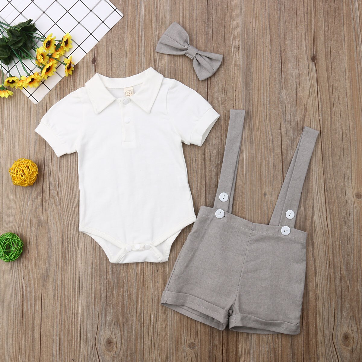 Infant Baby Boy Party Gentleman Clothes 3PCS Bow