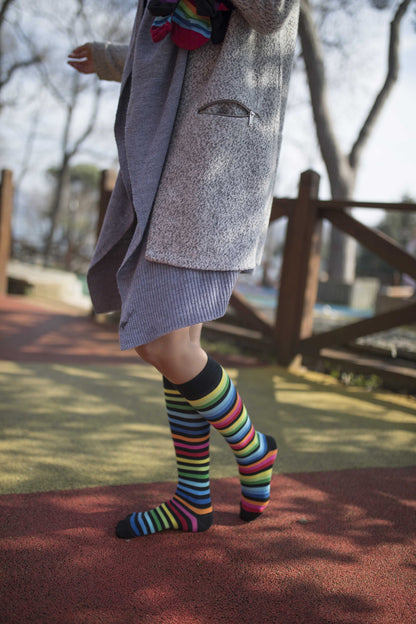 Women's Multicolor Stripe Knee High Socks