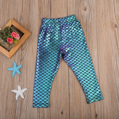 Kid Baby Girl Mermaid Bling Long Pants Babies Fish