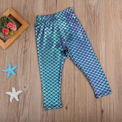 Kid Baby Girl Mermaid Bling Long Pants Babies Fish