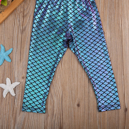 Kid Baby Girl Mermaid Bling Long Pants Babies Fish