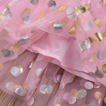 Kids Baby Girl Letter Romper Tulle Bow Sequin