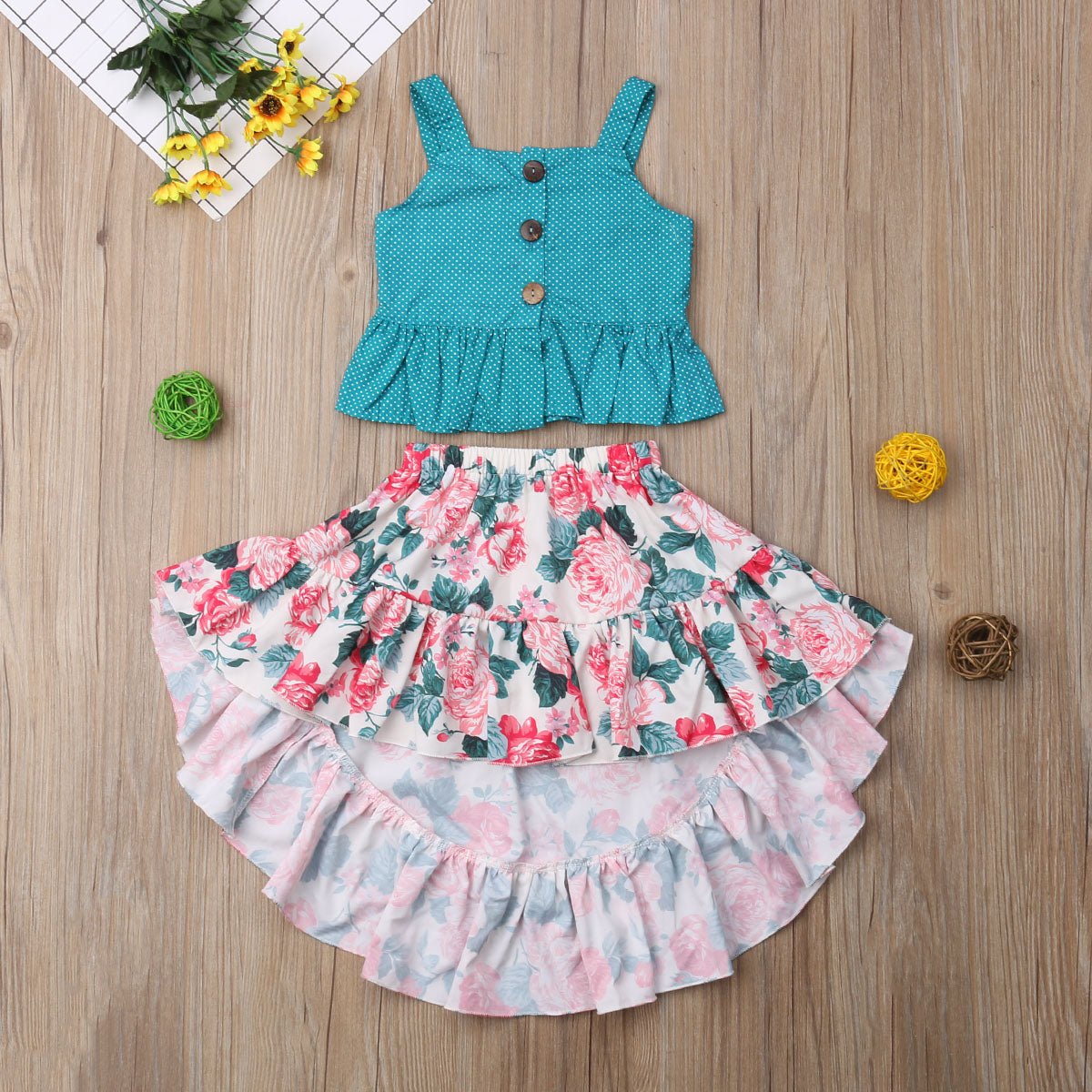 Little Girls Summer Floral Clothes Sets Babies