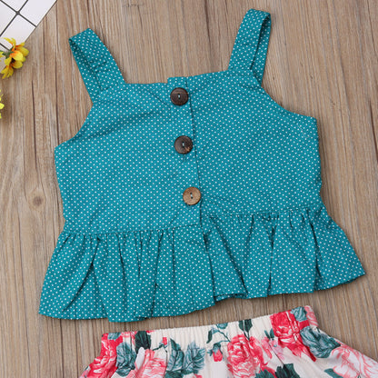 Little Girls Summer Floral Clothes Sets Babies