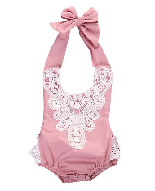 Multi colored Babies Halter Floral Bodysuits