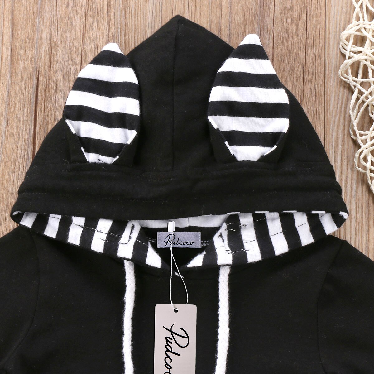 Newborn Baby Hooded Bodysuit Babies Stripes
