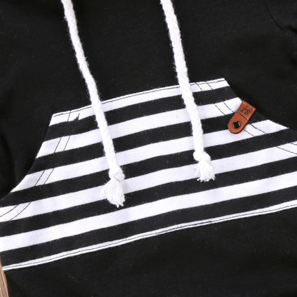 Newborn Baby Hooded Bodysuit Babies Stripes