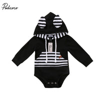 Newborn Baby Hooded Bodysuit Babies Stripes