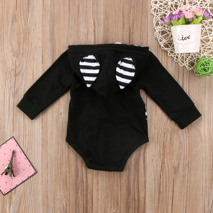 Newborn Baby Hooded Bodysuit Babies Stripes