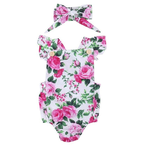 Newborn Infant Baby Girl Floral Bodysuit Babies