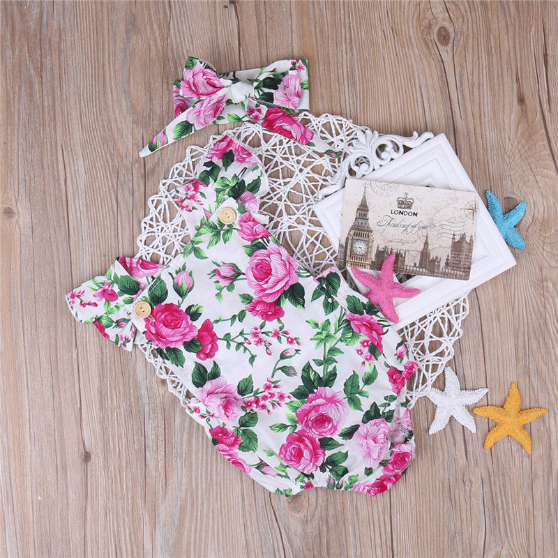 Newborn Infant Baby Girl Floral Bodysuit Babies