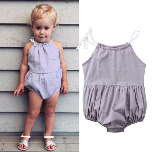 Newborn Kids Baby Girls Solid Badysuit Babies