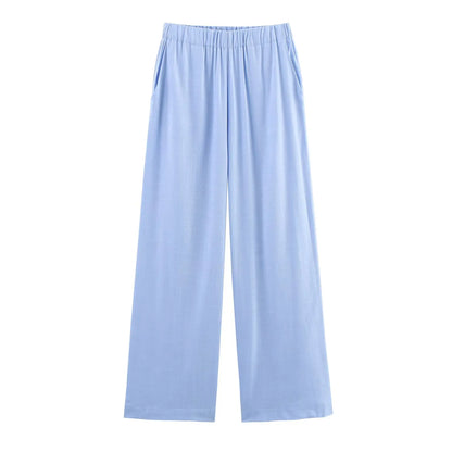 HH Women Casual Suit Solid Turn-Down Collar Long Sleeves Single-Breasted Blazers+Elastic Waist Pockets Pants Female Sets