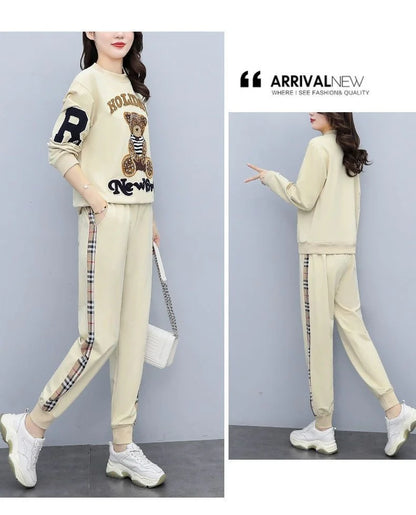 Women's Casual Fashion Plush Sweater Sweat Suits 2025 Spring And Autumn Winter New Temperament Matching Two Piece Sets For Women