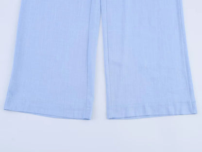 HH Women Casual Suit Solid Turn-Down Collar Long Sleeves Single-Breasted Blazers+Elastic Waist Pockets Pants Female Sets