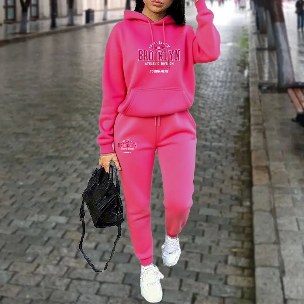 Women's Sets Autumn Winter Hoodies Pants 2pcs Suit Sports Jogging Outfits Letter Print Aesthetic Clothes Women Tracksuit 2025