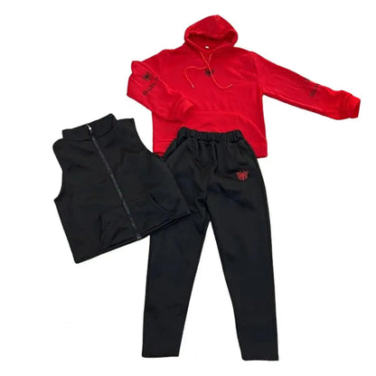 2024 Autumn Winter New Women's Casual Sweat Suit Fashion Plush Thickened Hooded Tops Waistcoat Pants 3 Three Piece Set For Women