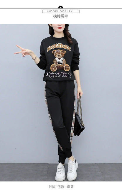 Women's Casual Fashion Plush Sweater Sweat Suits 2025 Spring And Autumn Winter New Temperament Matching Two Piece Sets For Women