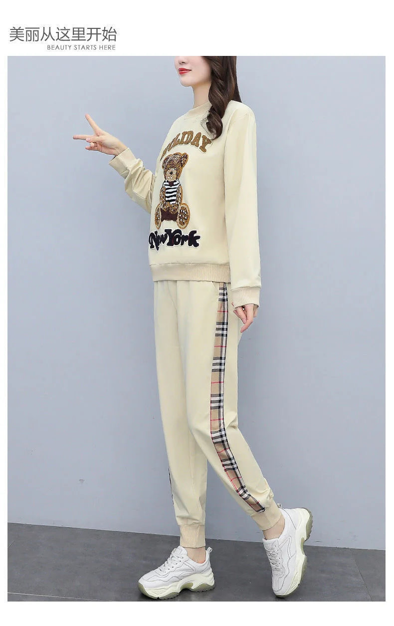 Women's Casual Fashion Plush Sweater Sweat Suits 2025 Spring And Autumn Winter New Temperament Matching Two Piece Sets For Women