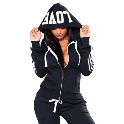 Fashion Women Track Suits Sports Wear Jogging Suits Ladies Hooded Tracksuit Set Clothes Hoodies+Sweatpants Sweat Suits