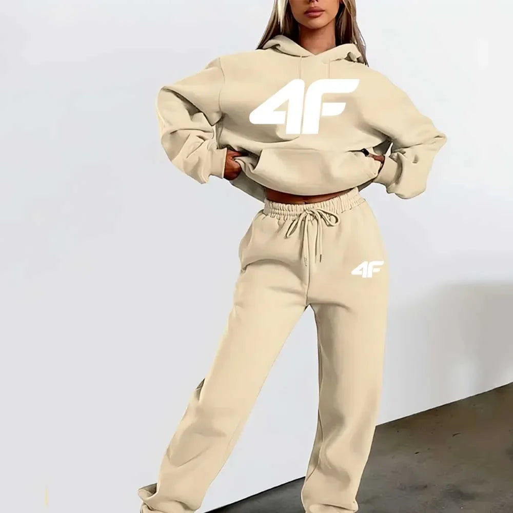 2025 women's sports suit hooded sweatshirt+sports pants 2-piece set casual jogging suit sportswear men's street style set