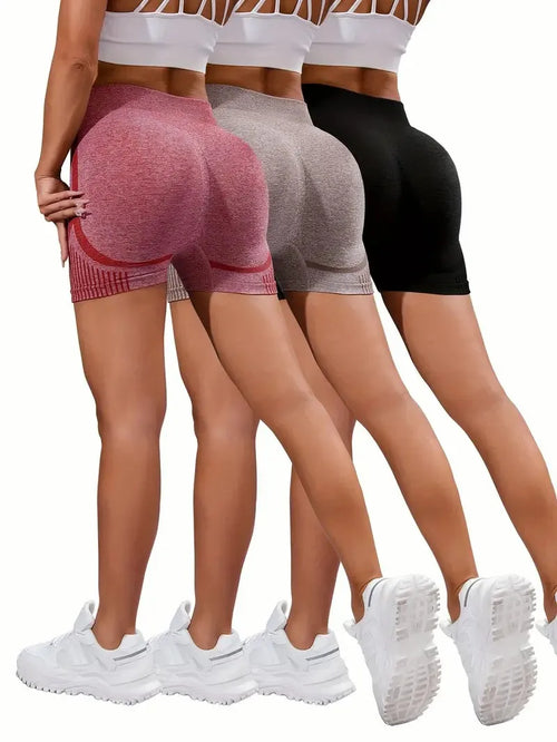3 Pieces Women Yoga Seamless Shorts Leggings Fitness High Waist Push