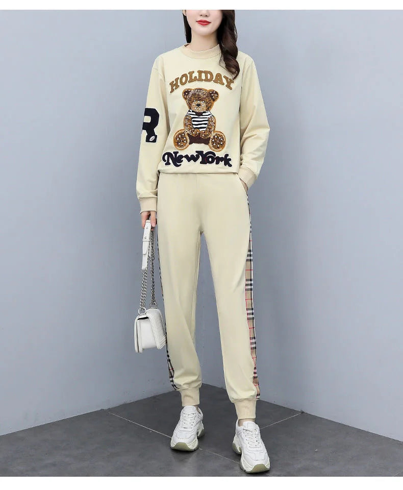 Women's Casual Fashion Plush Sweater Sweat Suits 2025 Spring And Autumn Winter New Temperament Matching Two Piece Sets For Women