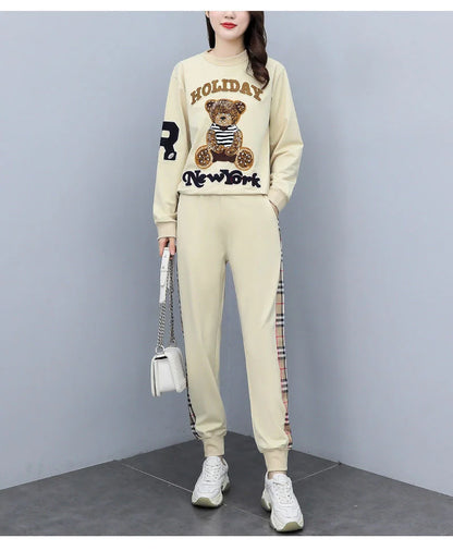Women's Casual Fashion Plush Sweater Sweat Suits 2025 Spring And Autumn Winter New Temperament Matching Two Piece Sets For Women