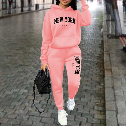 NEW YORK Women's Tracksuit Autumn Winter Hoodies Trousers 2PCS Suit Sports Jogging Street High quality Clothes Women Pants Sets