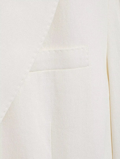 HH Women Spring Fashion Suits White Turn-Down Collar Long Sleeves Lace-Up Blazers+High Waist Zipper Long Pants Female Sets