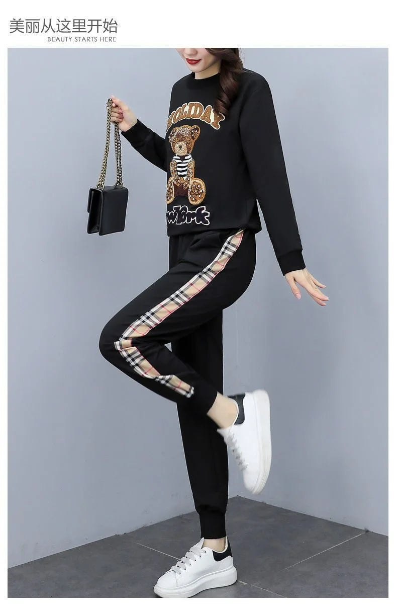 Women's Casual Fashion Plush Sweater Sweat Suits 2025 Spring And Autumn Winter New Temperament Matching Two Piece Sets For Women