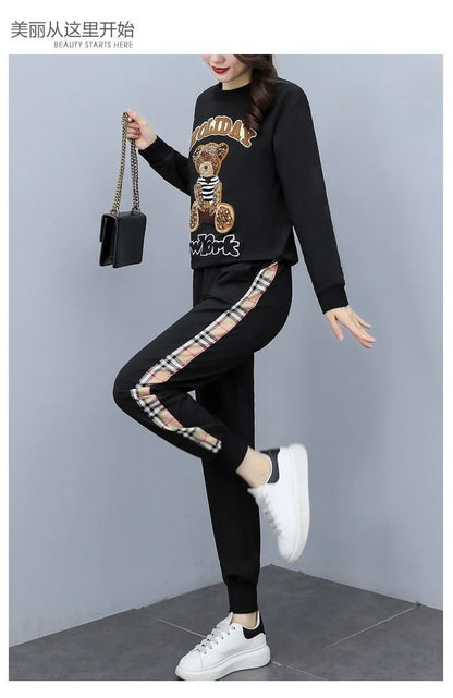 Women's Casual Fashion Plush Sweater Sweat Suits 2025 Spring And Autumn Winter New Temperament Matching Two Piece Sets For Women