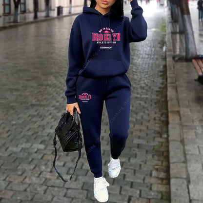 Women's Sets Autumn Winter Hoodies Pants 2pcs Suit Sports Jogging Outfits Letter Print Aesthetic Clothes Women Tracksuit 2025