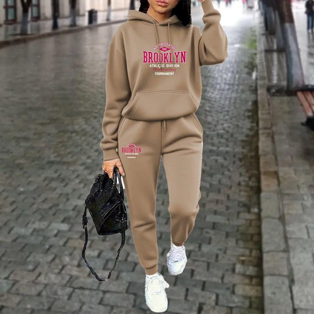 Women's Sets Autumn Winter Hoodies Pants 2pcs Suit Sports Jogging Outfits Letter Print Aesthetic Clothes Women Tracksuit 2025