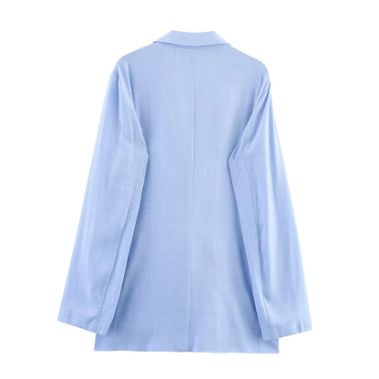 HH Women Casual Suit Solid Turn-Down Collar Long Sleeves Single-Breasted Blazers+Elastic Waist Pockets Pants Female Sets