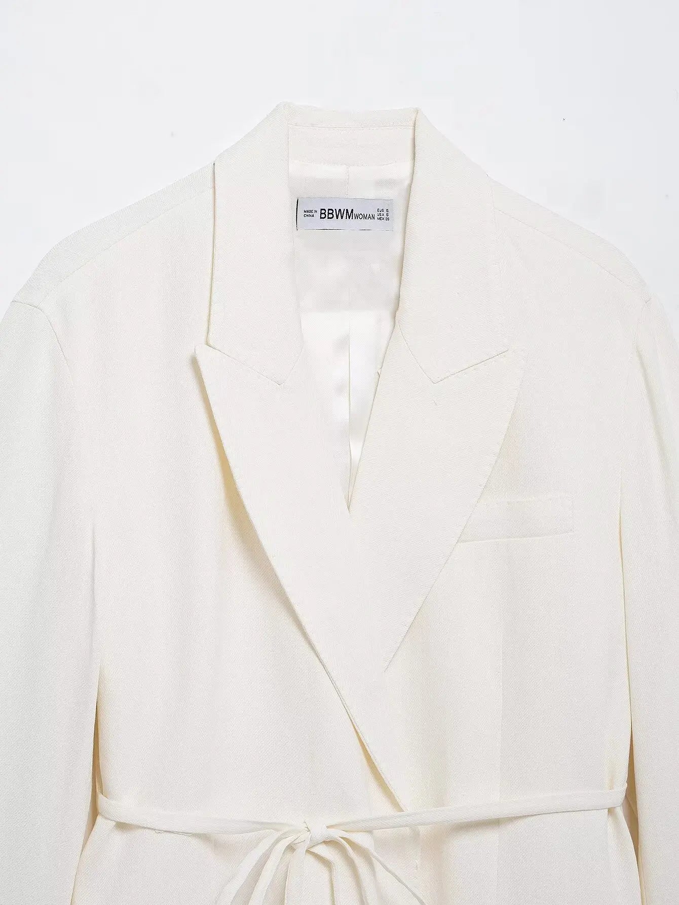 HH Women Spring Fashion Suits White Turn-Down Collar Long Sleeves Lace-Up Blazers+High Waist Zipper Long Pants Female Sets