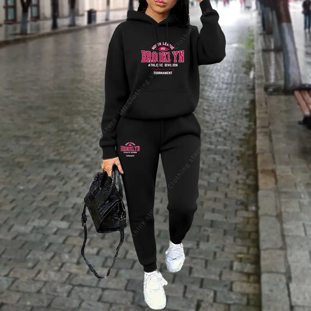 Women's Sets Autumn Winter Hoodies Pants 2pcs Suit Sports Jogging Outfits Letter Print Aesthetic Clothes Women Tracksuit 2025