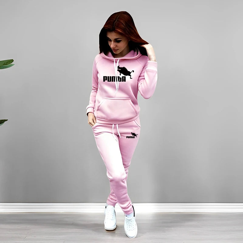 Women's Tracksuit Hooded Sweatshirts Sweatpants Autumn Winter Daily Casual Sporty Jogger Suit Female Home Outdoor Hoodie Outfits