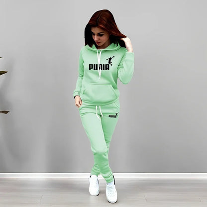 Autumn Winter Daily Casual Sporty Hoody Outfit Women's Jogger Set Hoodies and Sweatpants Female Home Outdoor Comfort Sportswear