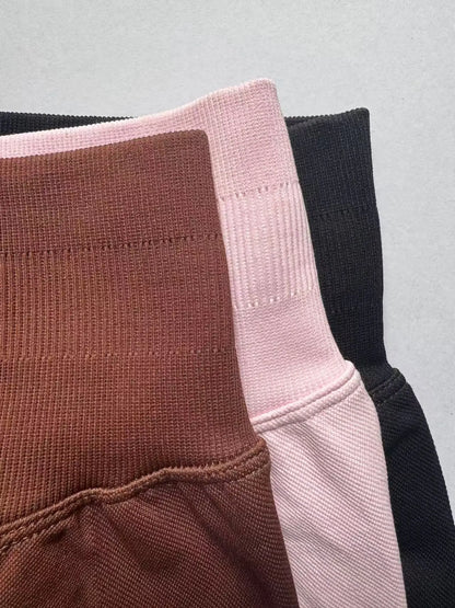 3 Piece Workout Shorts Womens Seamless High Waist Butt Lifting Scrunch