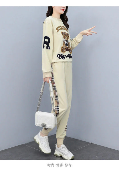 Women's Casual Fashion Plush Sweater Sweat Suits 2025 Spring And Autumn Winter New Temperament Matching Two Piece Sets For Women