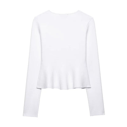 Women's Fashion Elegant Skirt Suit Round Neck Long Sleeve Knitted Sweater Top Elastic Waist Mini Skirt Female Spring Summer New