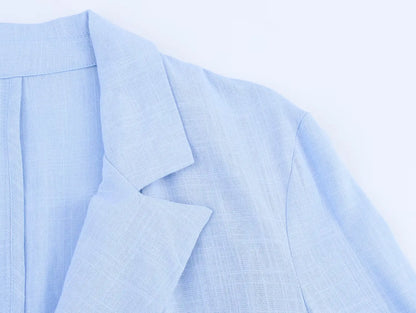 HH Women Casual Suit Solid Turn-Down Collar Long Sleeves Single-Breasted Blazers+Elastic Waist Pockets Pants Female Sets