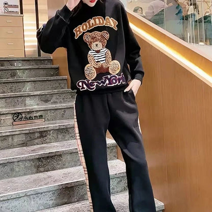 Women's Casual Fashion Plush Sweater Sweat Suits 2025 Spring And Autumn Winter New Temperament Matching Two Piece Sets For Women