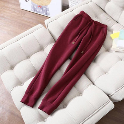 Women's Sweatshirt Pants Suit Autumn and Winter Warm Long-sleeved Fleece Thick Hoodie Coat Jogger Pants Sportswear Two-piece Set