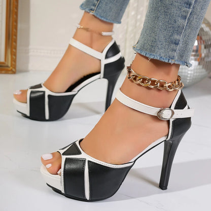 Women's Sandals Colorblock Peep Toe Platform Pumps Summer Fight Color